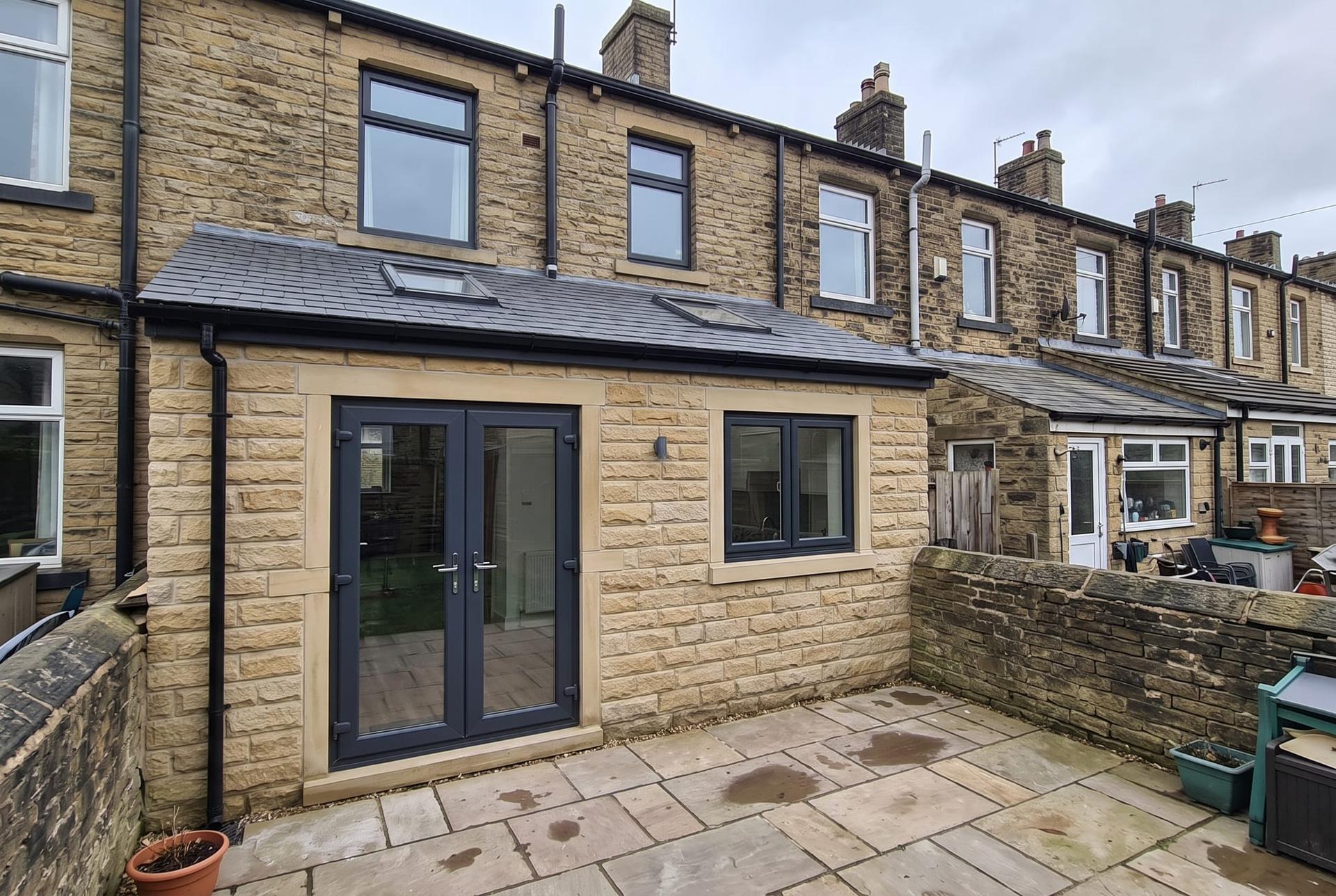 Stone lean to extension on a terrace