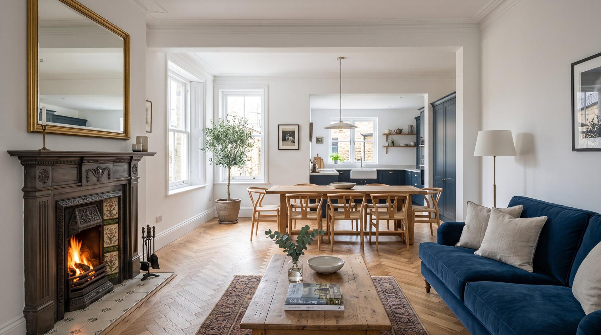 A renovated open-plan living room in a Victorian terrace