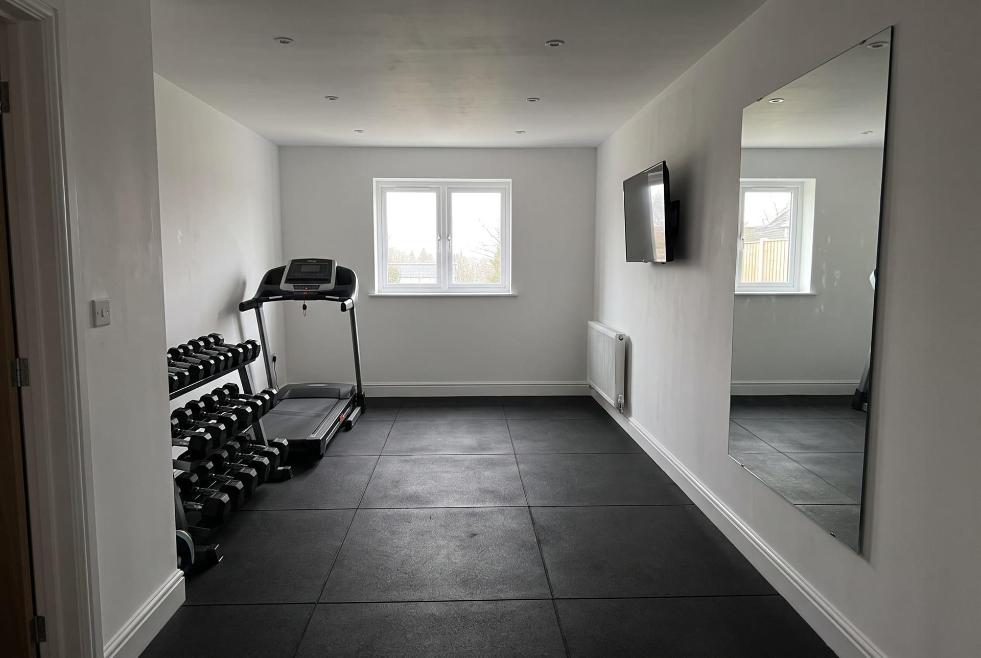 Garage converted to a home gym